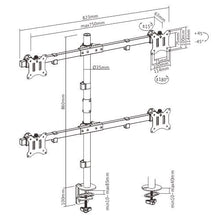 Load image into Gallery viewer, Brateck Pole Mount Quad-Screen Monitor Mount Fit Most 17"-32" Monitors, Up to 9kg per screen VESA 75x75/100x100