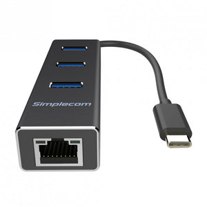 Simplecom USB-C adapter to Ethernet + 3 USB A ports